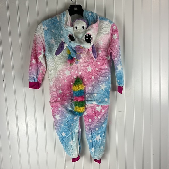 Girls Unicorn Pajamas Onesie Size 100 (US 2T - 4T - Picture 2 of 5